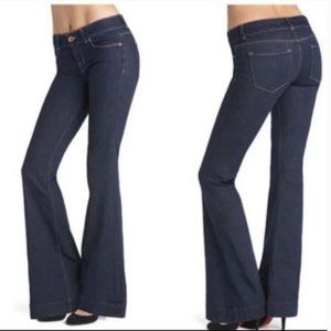 J Brand Dark Wash Low Rise Love Story Cropped Flare Leg Size 27